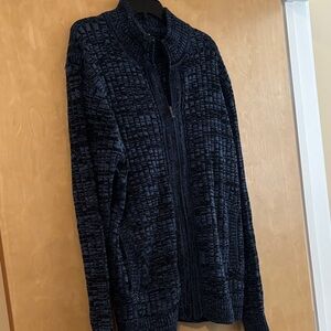 PIONEER Men's Textured Navy Full-Zip Sweater